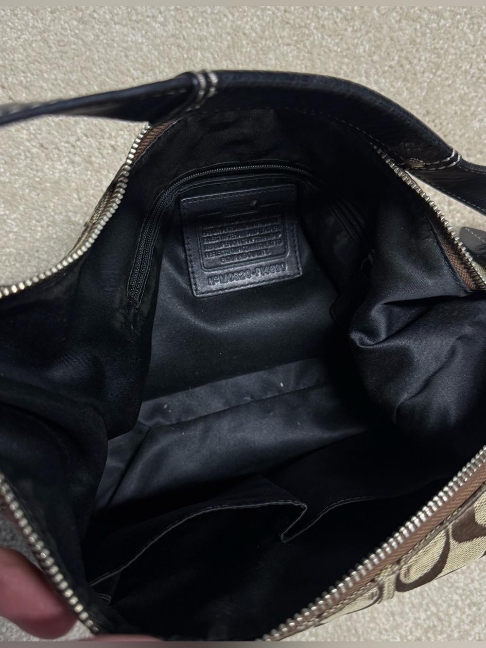 Coach Penelope Brown Signature Sateen Shoulder Bag M0920-F14690 Hand Bag Zip - Picture 6 of 10